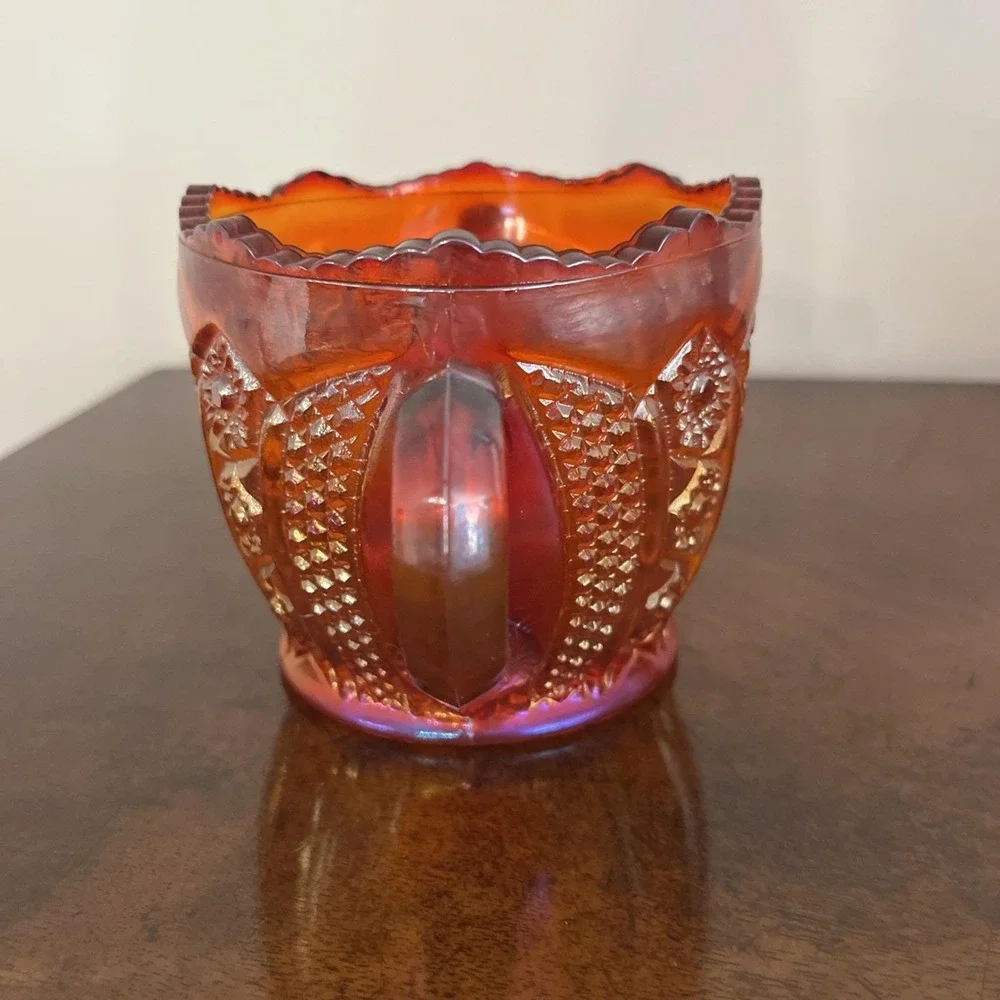 Vintage Indiana Glass Carnival Heirloom Iridescent Sunset Cream & Sugar Set‎
